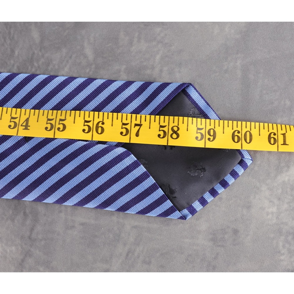 Brooks Brothers 100% Silk Necktie Blue Navy Repp Stripe Classic Makers USA Made - Picture 9 of 10